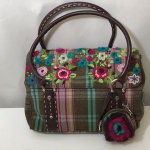Oilily Collector Embroidered Plaid & Floral Purse